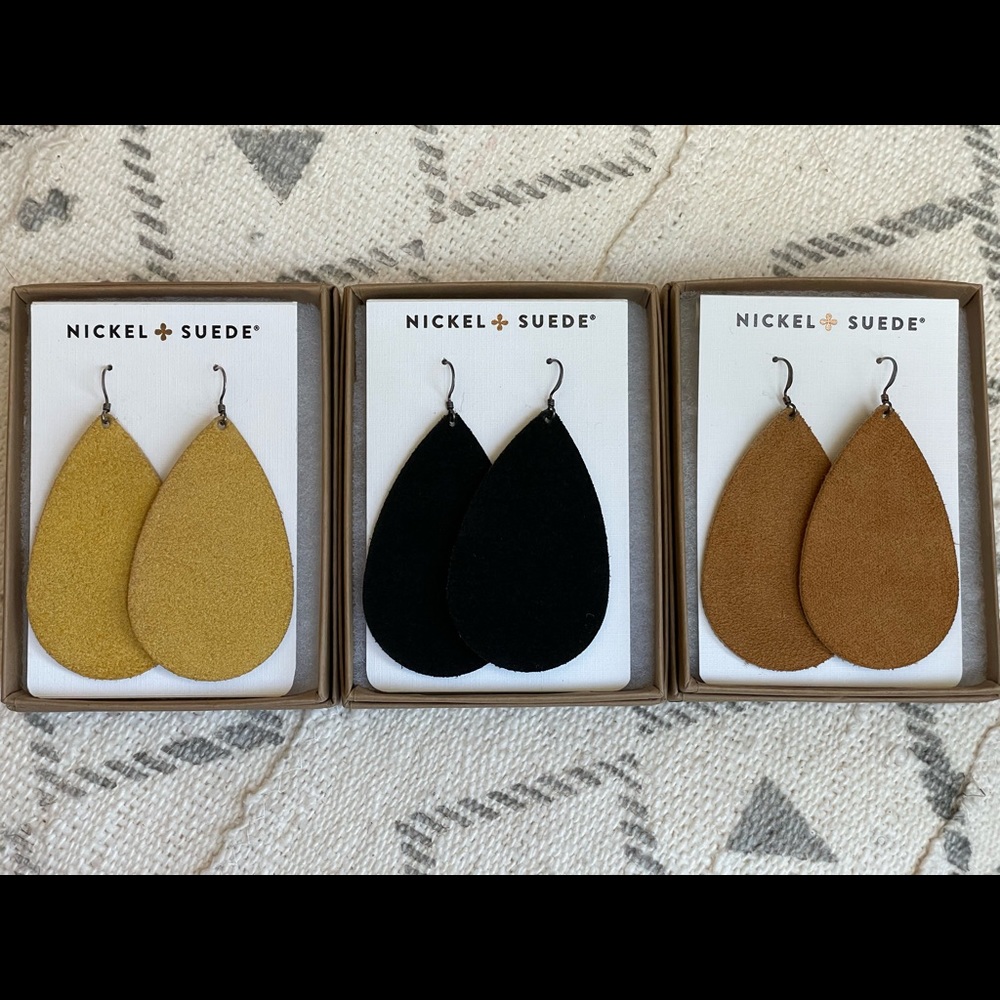 Nickel and Suede earring bundle, Medium Teardrops